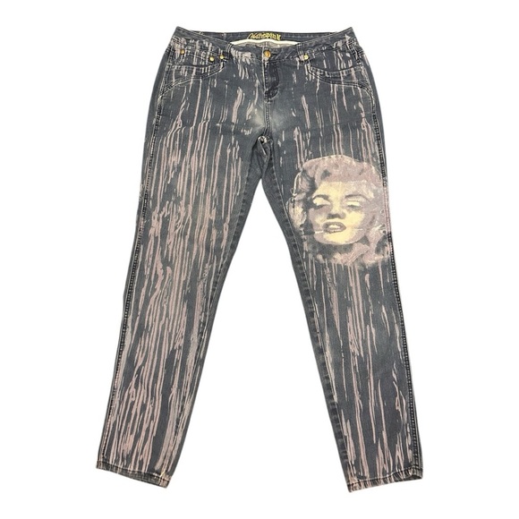 Violet & Pink Artistic Jeans Lavender Rose Striped Marilyn Monroe Unique Rare - Picture 1 of 11